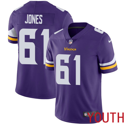 Minnesota Vikings #61 Limited Brett Jones Purple Nike NFL Home Youth Jersey Vapor Untouchable